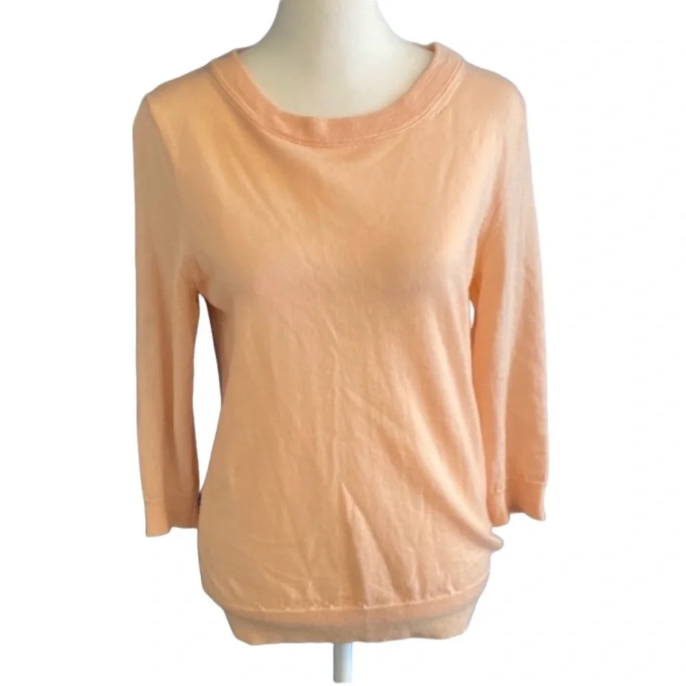J. Crew Apricot Knit Lightweight Sweater. 100% merino wool. Size S.